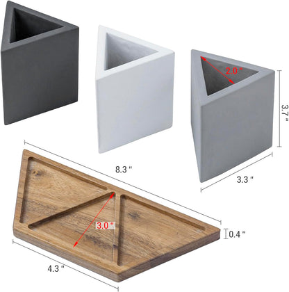 MyGift Pen Holder Pencil Holder For Desk,Pen Cup Holder For Desk,Concrete Desktop Pencil Cup,Modern Gray-Tone,Set of 3