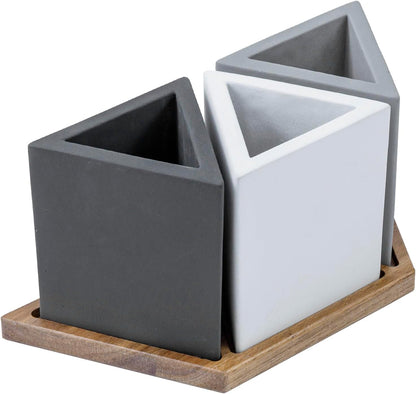 MyGift Pen Holder Pencil Holder For Desk,Pen Cup Holder For Desk,Concrete Desktop Pencil Cup,Modern Gray-Tone,Set of 3