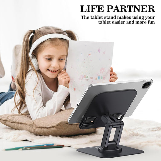 iPad Stand, 360° Rotating iPad Tablet Stand Holder for Desk, Black