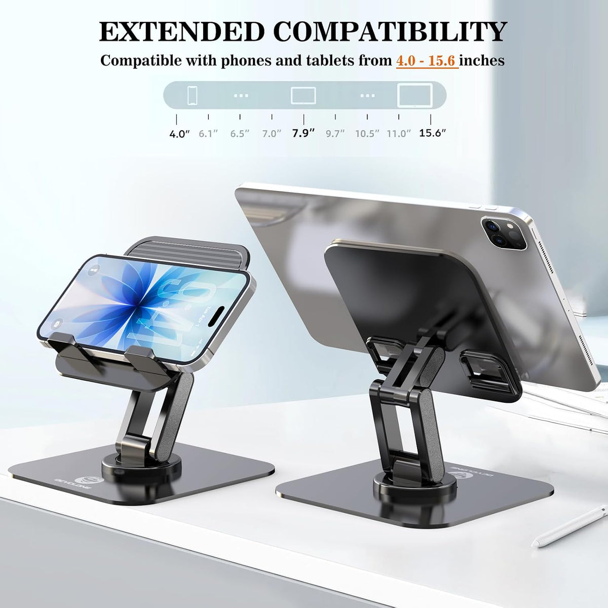 iPad Stand, 360° Rotating iPad Tablet Stand Holder for Desk, Black