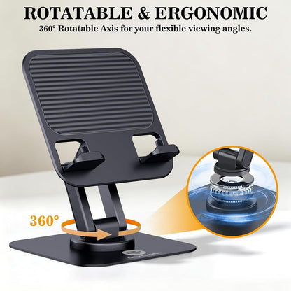 iPad Stand, 360° Rotating iPad Tablet Stand Holder for Desk, Black