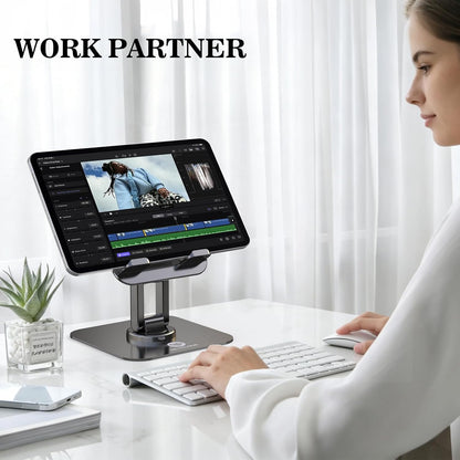 iPad Stand, 360° Rotating iPad Tablet Stand Holder for Desk, Black
