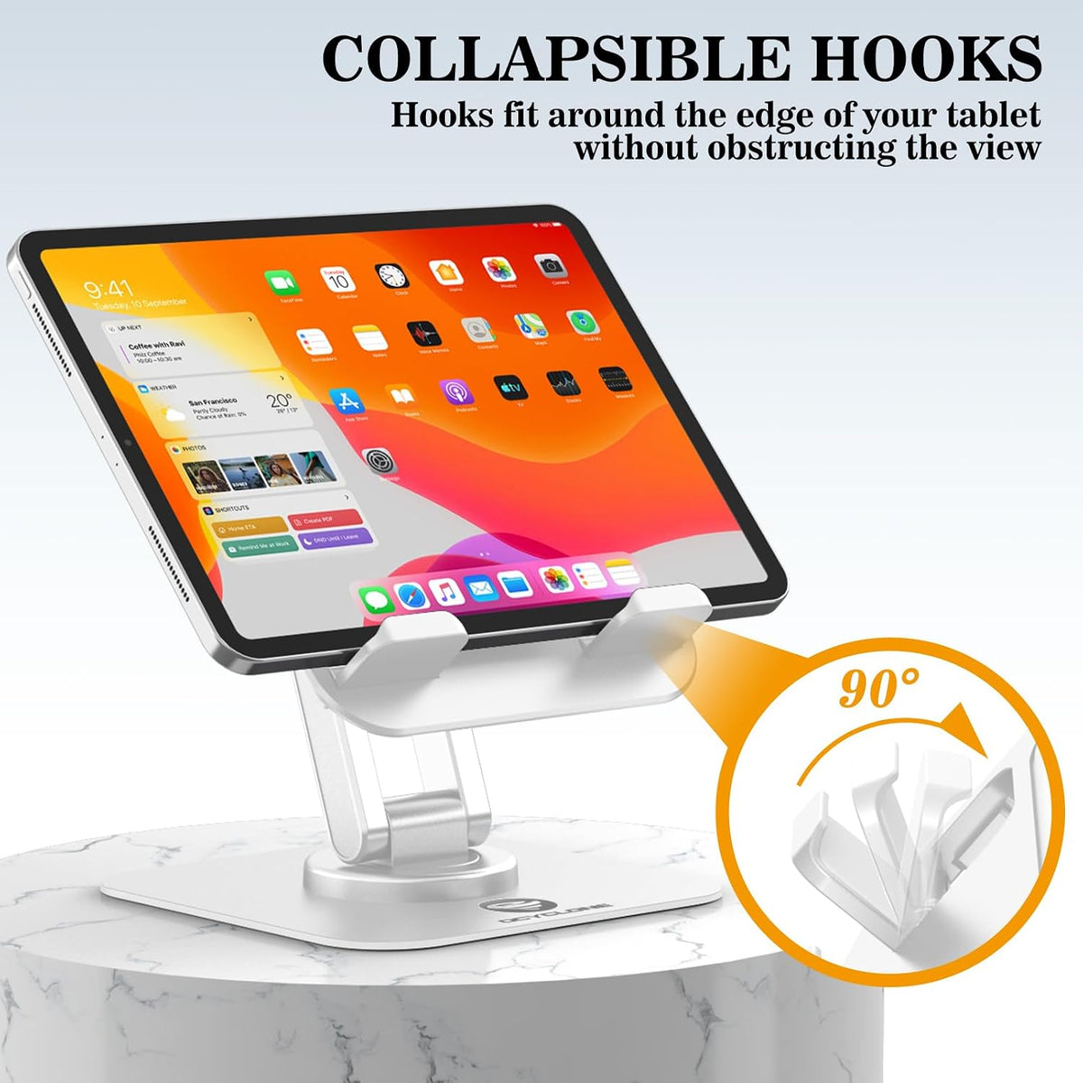 iPad Stand, 360° Rotating iPad Tablet Stand Holder for Desk, Black