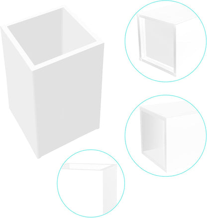 2 Pack Clear Acrylic Pencil Pen Holder Cup,Desk Accessories Holder,Makeup Brush Storage Organizer,Modern Design Desktop Stationery Organizer for Office School Home Supplies,2.6x 2.6x 4 inches