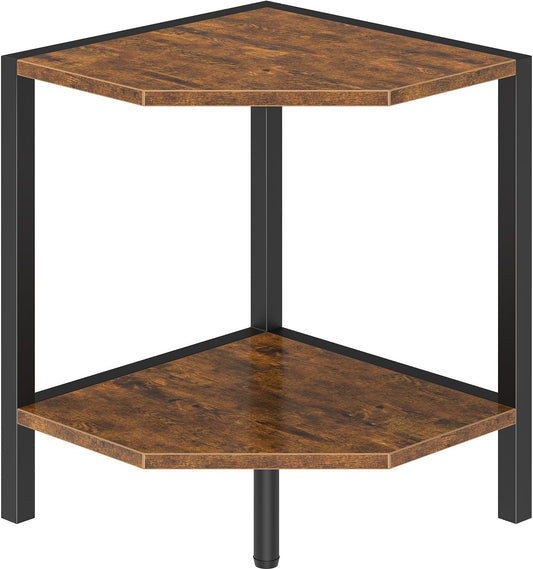 Corner Shelf Stand, 2 Tier Industrial Corner Bookshelf