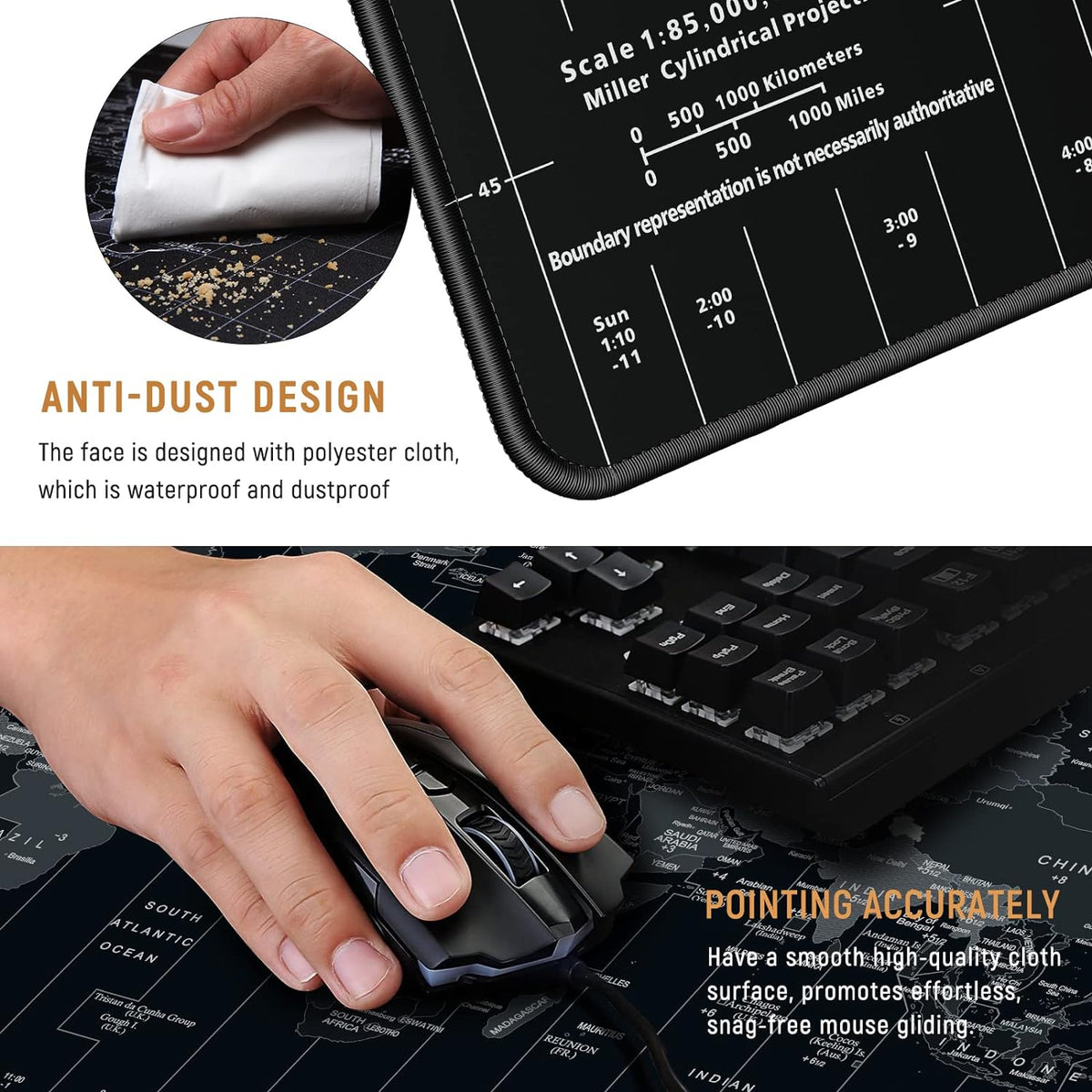 Large Gaming Mouse Pad, Extended XXL Desk Mat 35.4×15.7 Inches Map