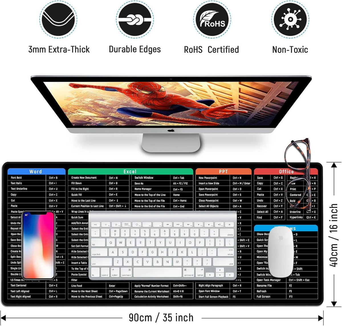 Large Gaming Mouse Pad, Extended XXL Desk Mat 35.4×15.7 Inches Map