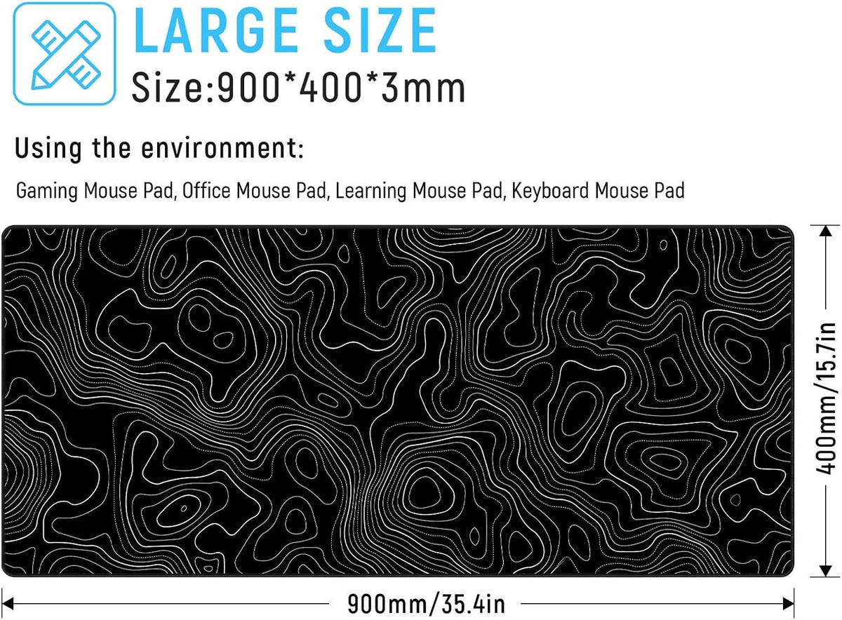 Large Gaming Mouse Pad, Extended XXL Desk Mat 35.4×15.7 Inches Map