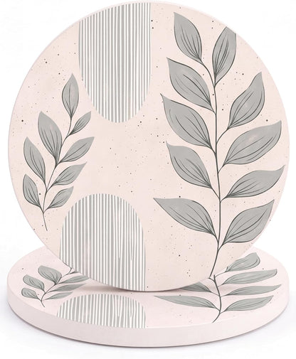 Ceramic Coasters Set of 4 – Absorbent Stone Drink Coasters with Holder, Non-Slip Cork Backing, Modern Marble Look Coasters for Coffee Table, Desk & Home Decor