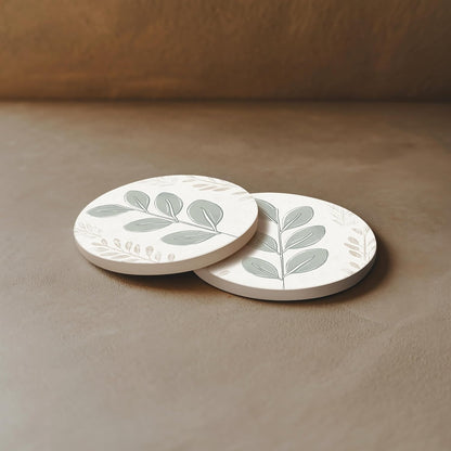 Ceramic Coasters Set of 4 – Absorbent Stone Drink Coasters with Holder, Non-Slip Cork Backing, Modern Marble Look Coasters for Coffee Table, Desk & Home Decor