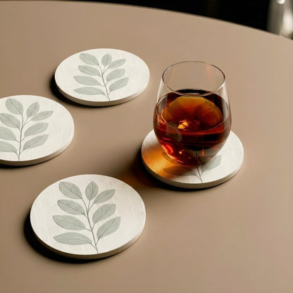 Ceramic Coasters Set of 4 – Absorbent Stone Drink Coasters with Holder, Non-Slip Cork Backing, Modern Marble Look Coasters for Coffee Table, Desk & Home Decor