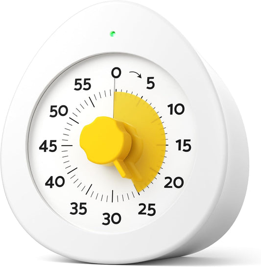 LIORQUE Visual Timer for Kids with Pause, 60 Minute Countdown Timer, White