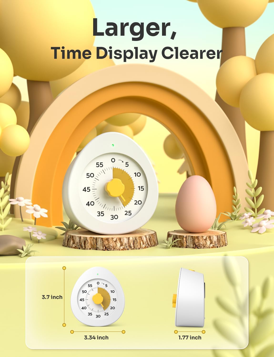 LIORQUE Visual Timer for Kids with Pause, 60 Minute Countdown Timer, White