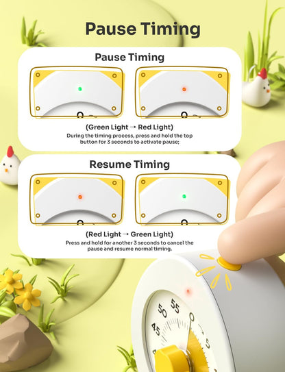 LIORQUE Visual Timer for Kids with Pause, 60 Minute Countdown Timer, White