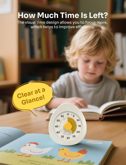 LIORQUE Visual Timer for Kids with Pause, 60 Minute Countdown Timer, White