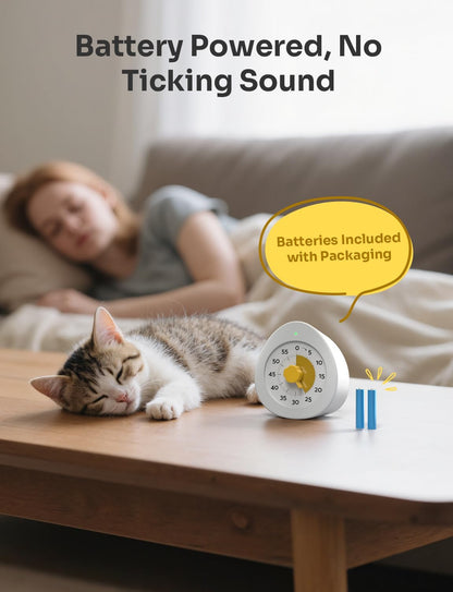 LIORQUE Visual Timer for Kids with Pause, 60 Minute Countdown Timer, White