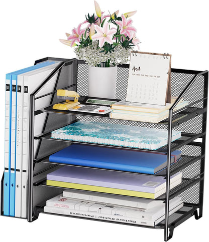 5-Tier Desk File Organizer, Paper Organizer, Black