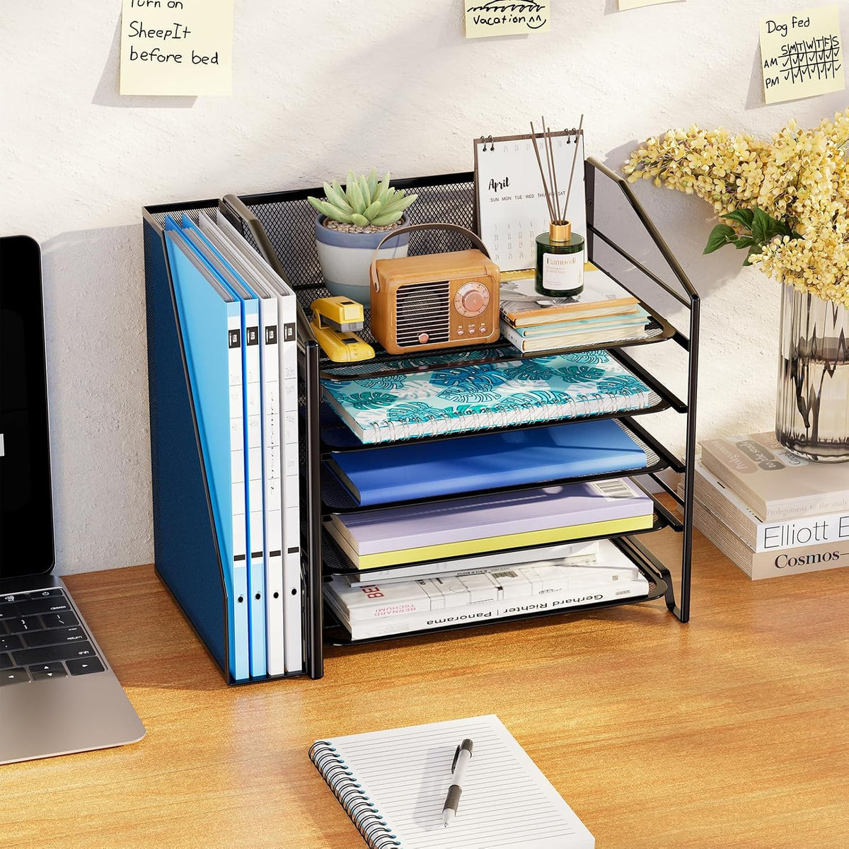 5-Tier Desk File Organizer, Paper Organizer, Black