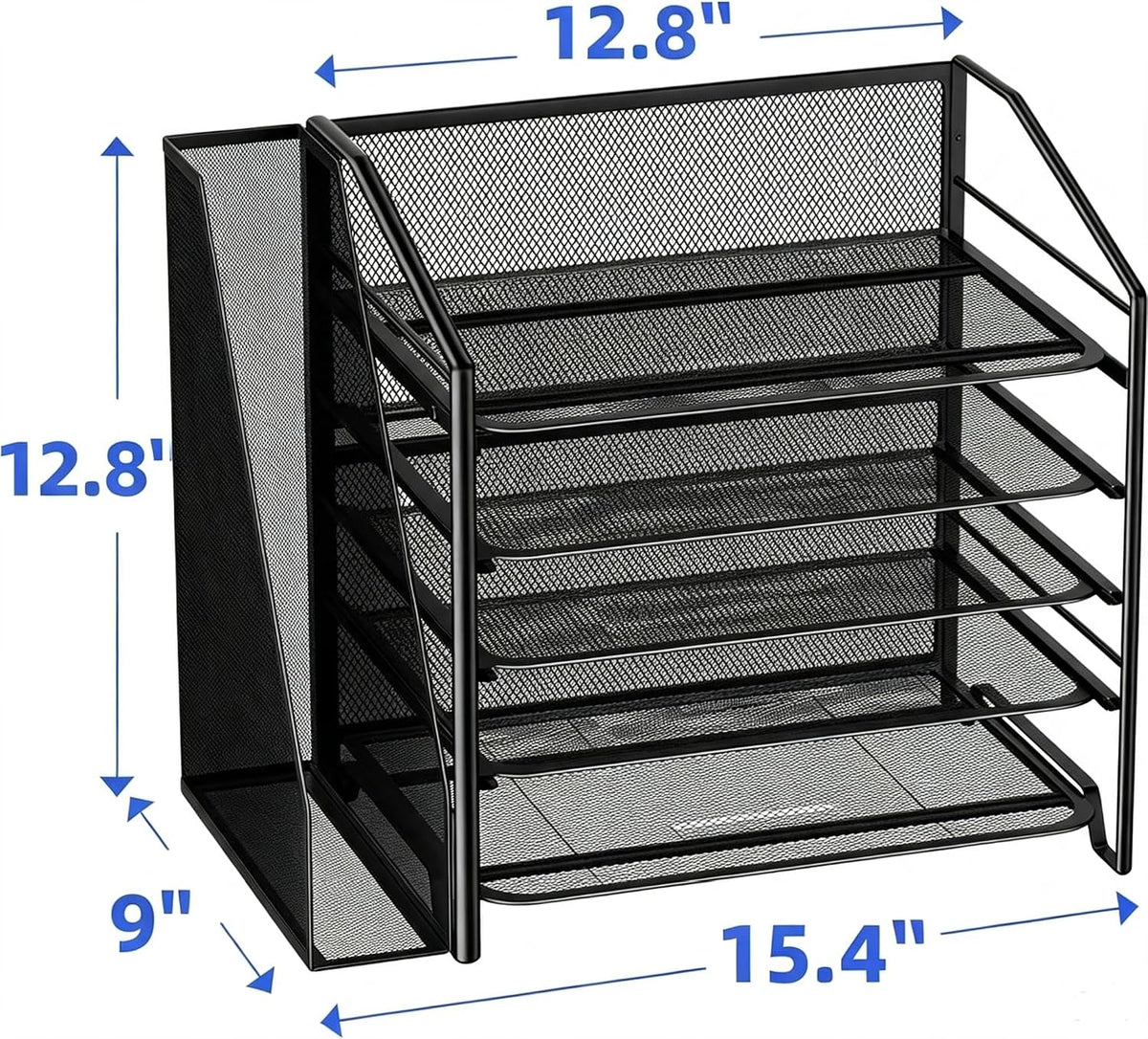 5-Tier Desk File Organizer, Paper Organizer, Black