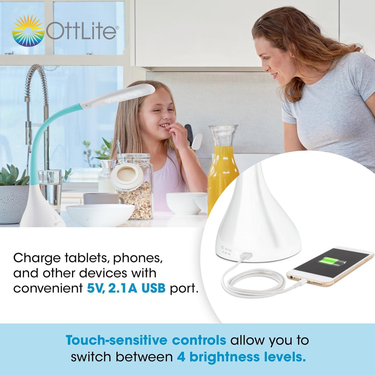 Creative Curves LED Desk Lamp, White