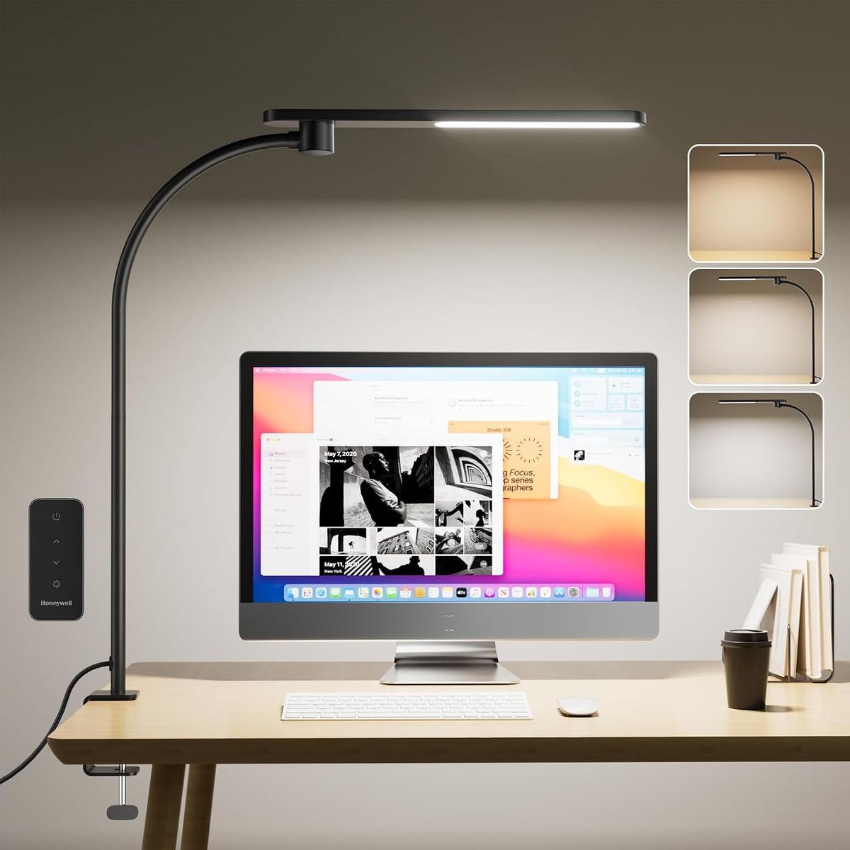 Honeywell HJ2 Clip On LED Desk Lamp with Clamp, Adjustable Reading Light