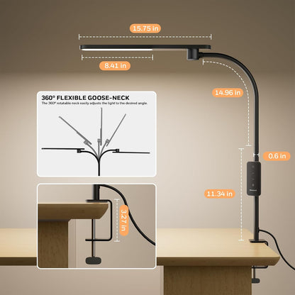 Honeywell HJ2 Clip On LED Desk Lamp with Clamp, Adjustable Reading Light