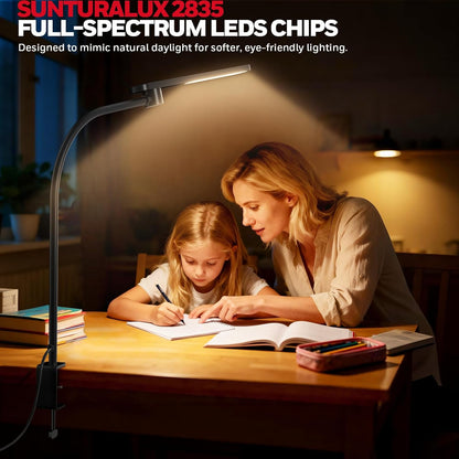 Honeywell HJ2 Clip On LED Desk Lamp with Clamp, Adjustable Reading Light