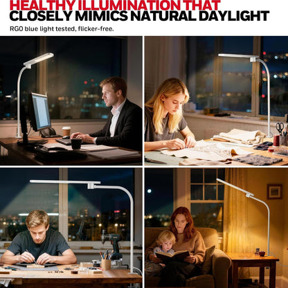 Honeywell HJ2 Clip On LED Desk Lamp with Clamp, Adjustable Reading Light