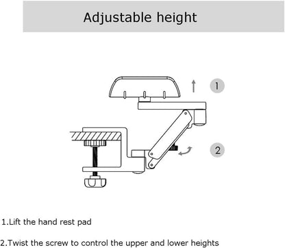 Ergonomic Arm Rest for Desk Rotating Computer Arm Support Clamp On Office Elbow Rest Arm Support Shelf Hand Rest 360 Degrees Rotatable Desk Tray