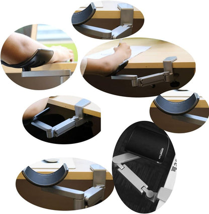 Ergonomic Arm Rest for Desk Rotating Computer Arm Support Clamp On Office Elbow Rest Arm Support Shelf Hand Rest 360 Degrees Rotatable Desk Tray