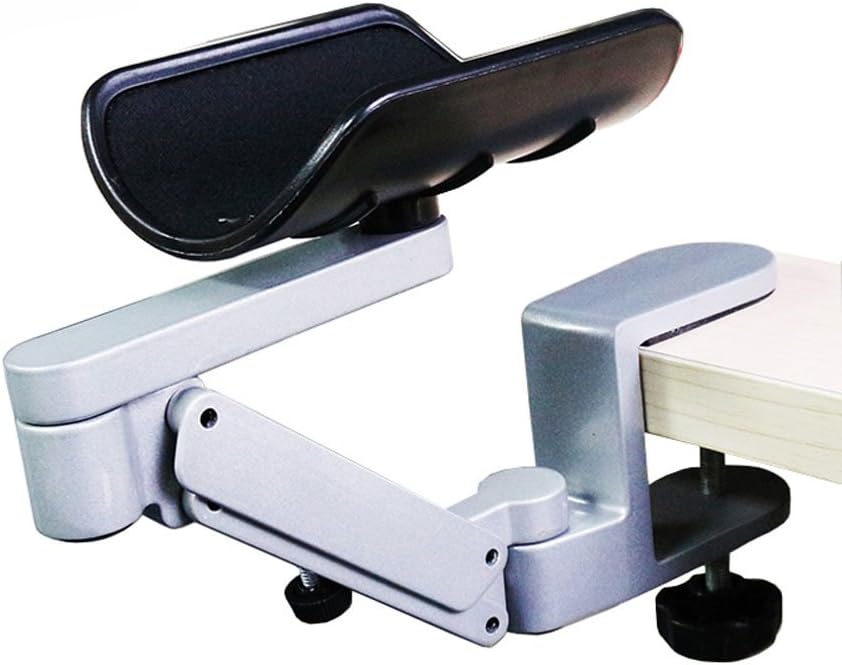 Ergonomic Arm Rest for Desk Rotating Computer Arm Support Clamp On Office Elbow Rest Arm Support Shelf Hand Rest 360 Degrees Rotatable Desk Tray
