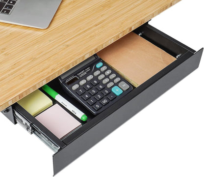 Under Desk Drawer, Steel Drawer for Desk Slide-out, Under table Mounted Drawer, Standing Workstation Storage Attachment for Office Home - 17.7” Width, White