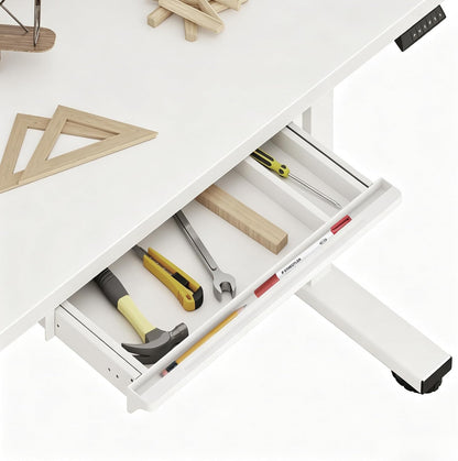 Under Desk Drawer, Steel Drawer for Desk Slide-out, Under table Mounted Drawer, Standing Workstation Storage Attachment for Office Home - 17.7” Width, White