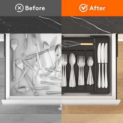 Expandable Silverware Drawer Organizer, Kitchen Utensil Tray