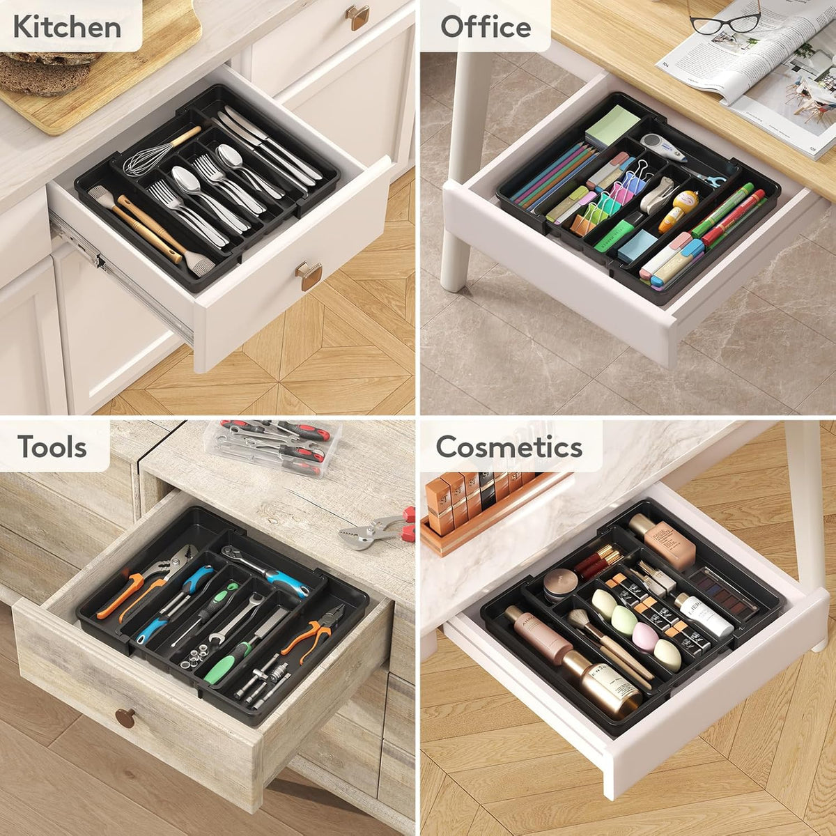 Expandable Silverware Drawer Organizer, Kitchen Utensil Tray