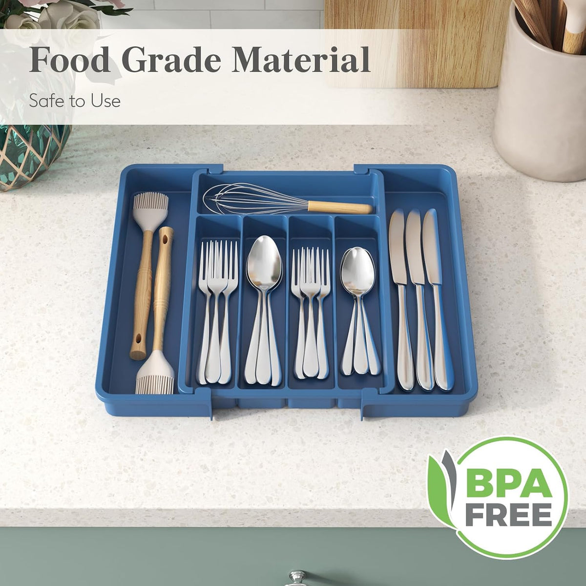 Expandable Silverware Drawer Organizer, Kitchen Utensil Tray