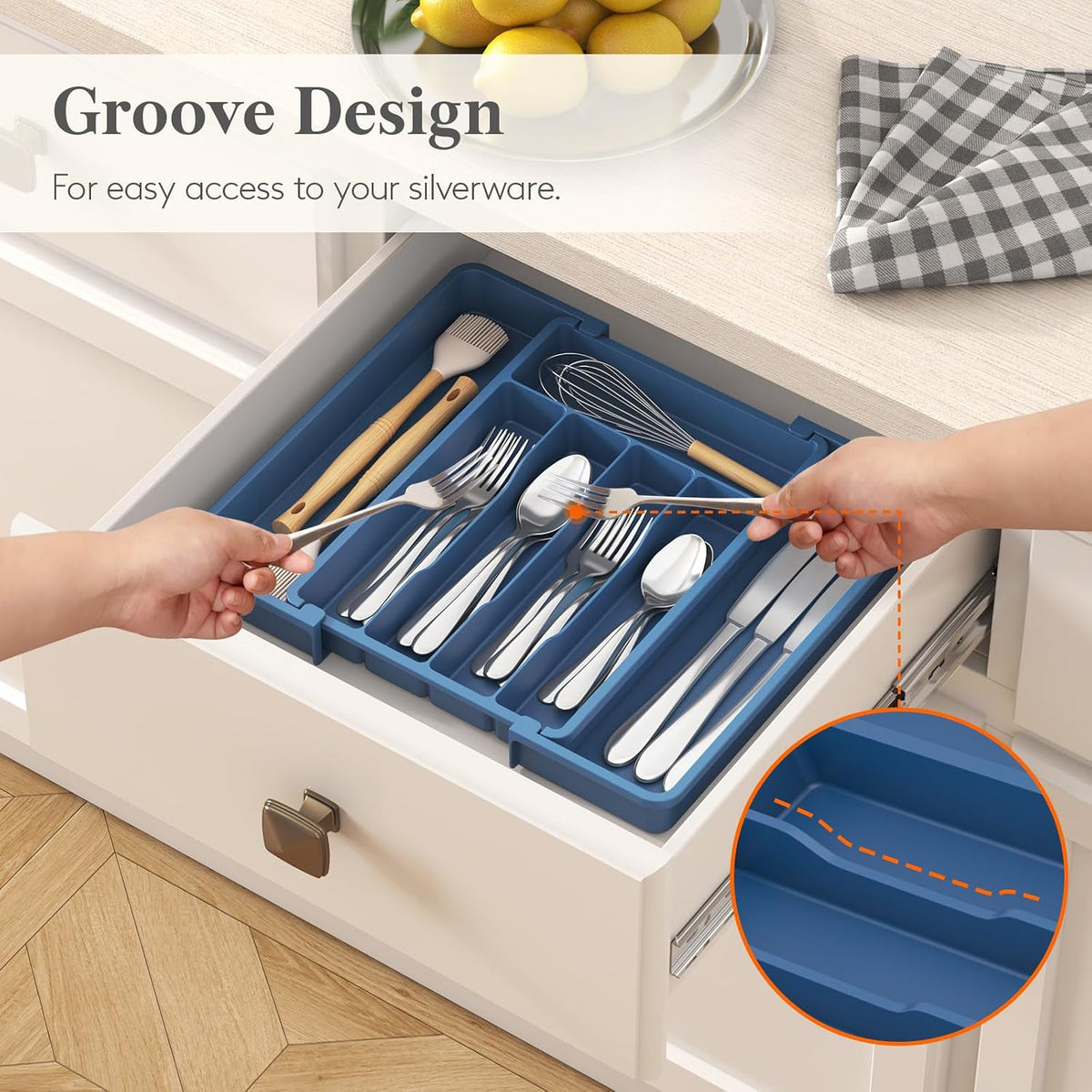 Expandable Silverware Drawer Organizer, Kitchen Utensil Tray