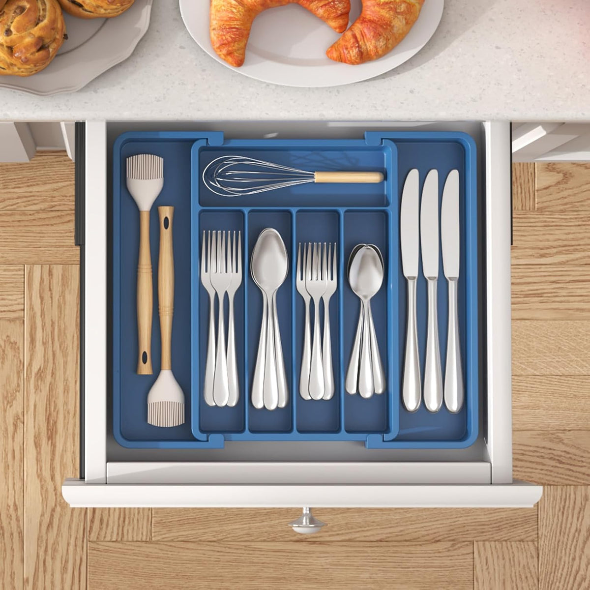 Expandable Silverware Drawer Organizer, Kitchen Utensil Tray