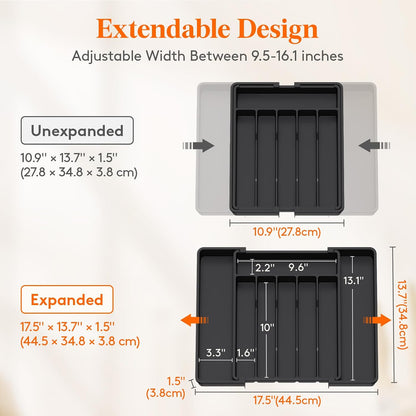 Expandable Silverware Drawer Organizer, Kitchen Utensil Tray