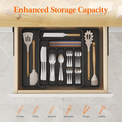 Expandable Silverware Drawer Organizer, Kitchen Utensil Tray