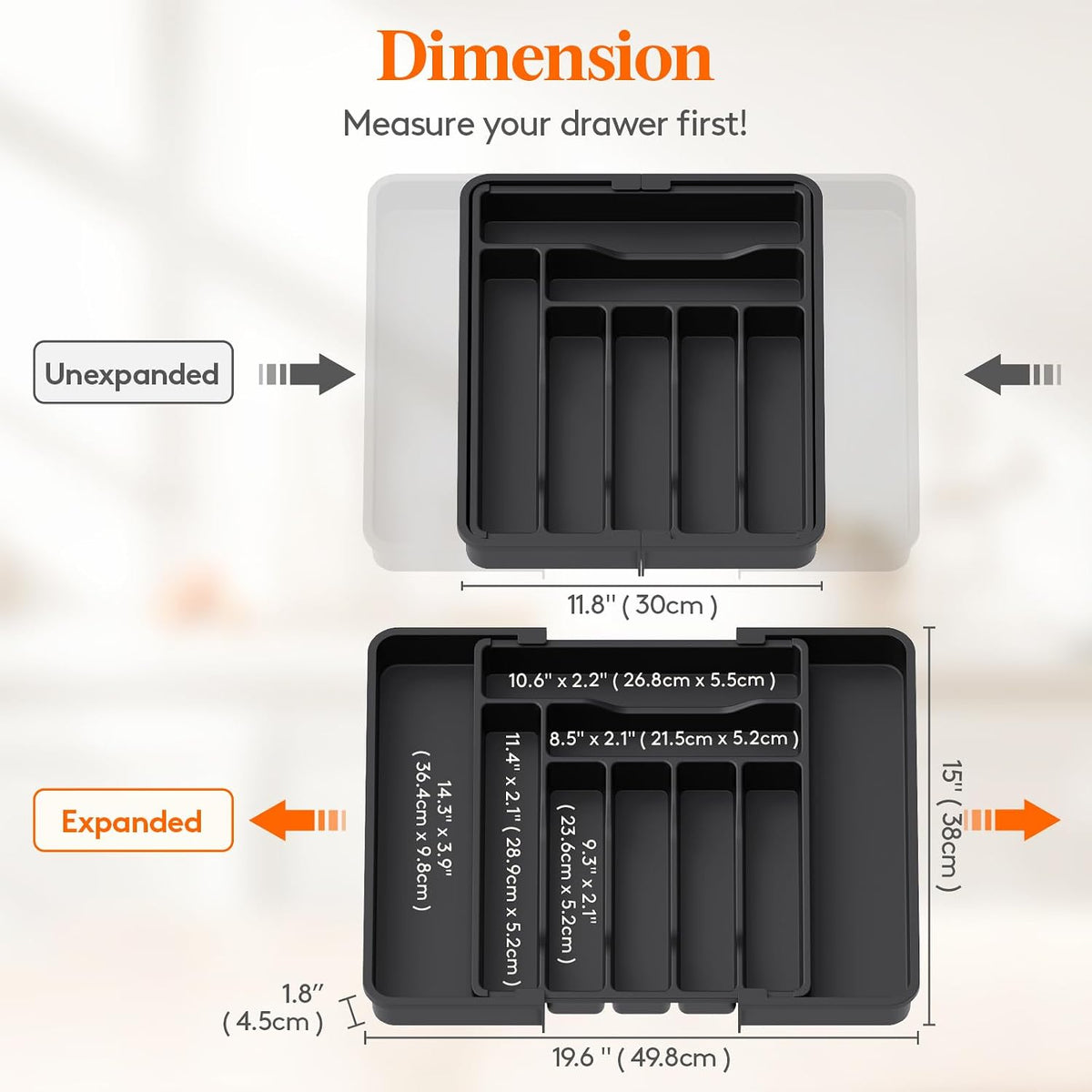 Expandable Silverware Drawer Organizer, Kitchen Utensil Tray