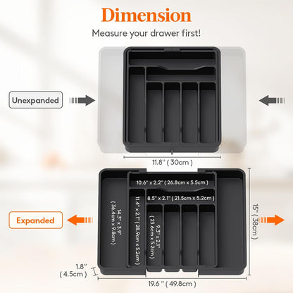 Expandable Silverware Drawer Organizer, Kitchen Utensil Tray