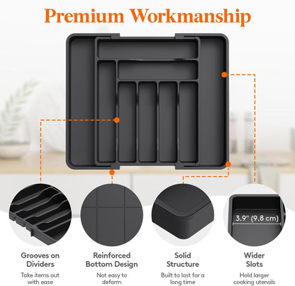 Expandable Silverware Drawer Organizer, Kitchen Utensil Tray