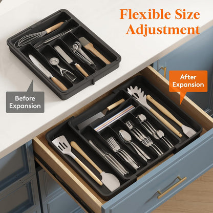 Expandable Silverware Drawer Organizer, Kitchen Utensil Tray