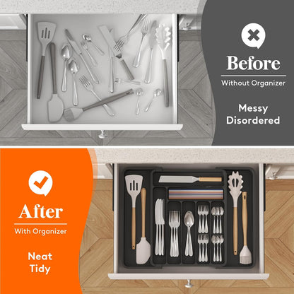 Expandable Silverware Drawer Organizer, Kitchen Utensil Tray