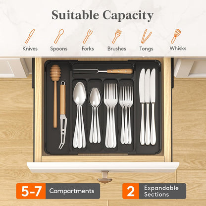 Expandable Silverware Drawer Organizer, Kitchen Utensil Tray