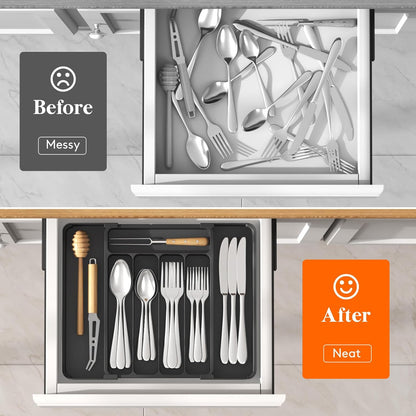 Expandable Silverware Drawer Organizer, Kitchen Utensil Tray