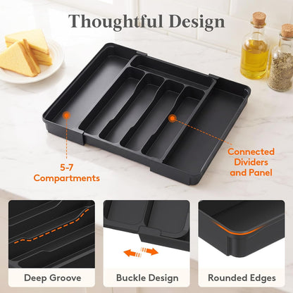 Expandable Silverware Drawer Organizer, Kitchen Utensil Tray