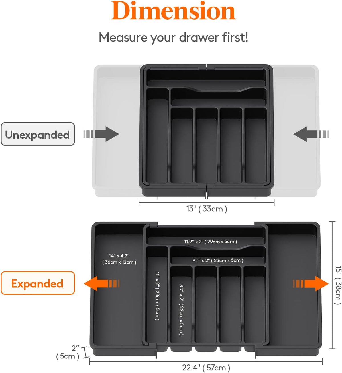 Expandable Silverware Drawer Organizer, Kitchen Utensil Tray