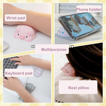 Cityhermit Cute Wrist Rest Support for Mouse Keyboard Computer Elbow Pad Arm Rest for Desk Ergonomic Kawaii Office Supplies Slow Rising PU Mouse Pad Cat